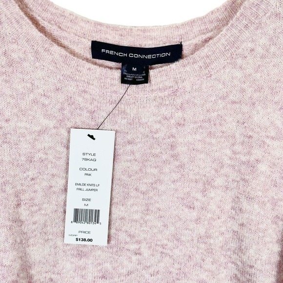 French Connection Emilde Knits Flare Sleeve Frill Pink Jumper Sweater M NWT $138 - Picture 9 of 9